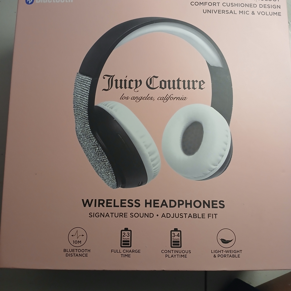 Juicy Couture Sparkling Wireless Headphones - Black and Silver